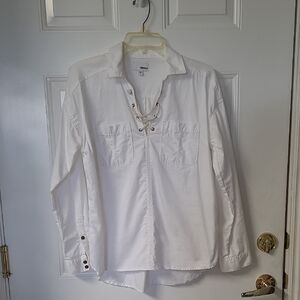 White Lace-Up Women's Shirt, size small.